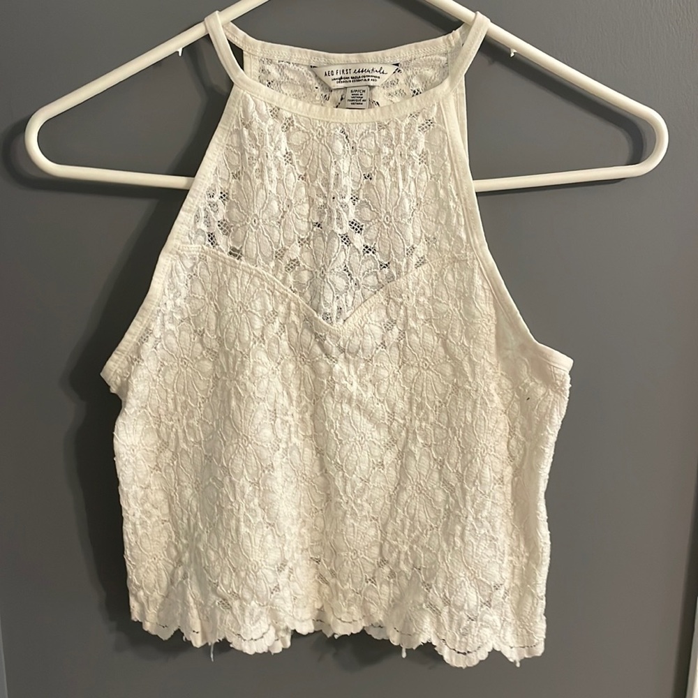 White lace top.